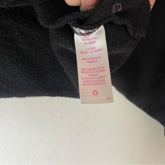 🌼 5/$25 Justice Sport Cropped Rainbow Heart Sweatshirt XS Black Fleece Pullover - Picture 4 of 8